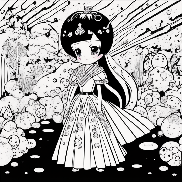 princess kawaii coloring page