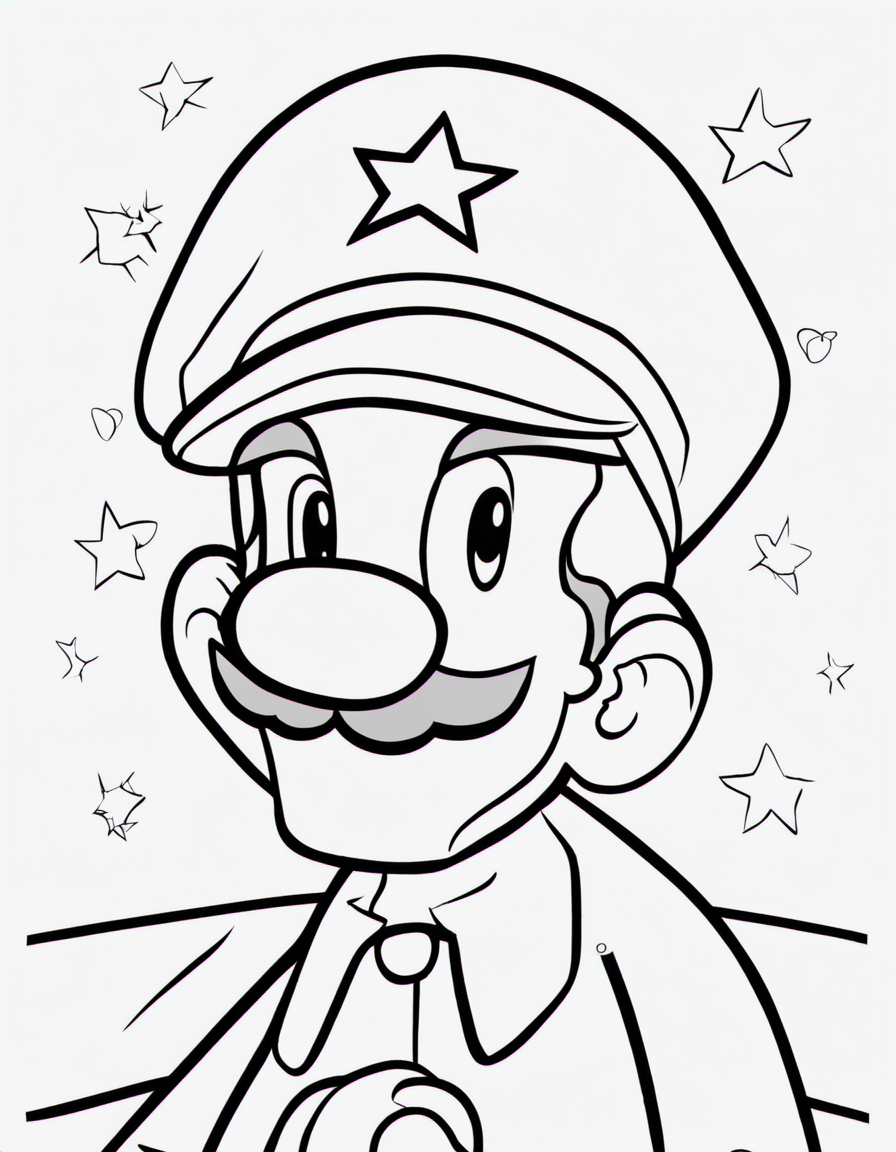 luigi holding a star coloring page