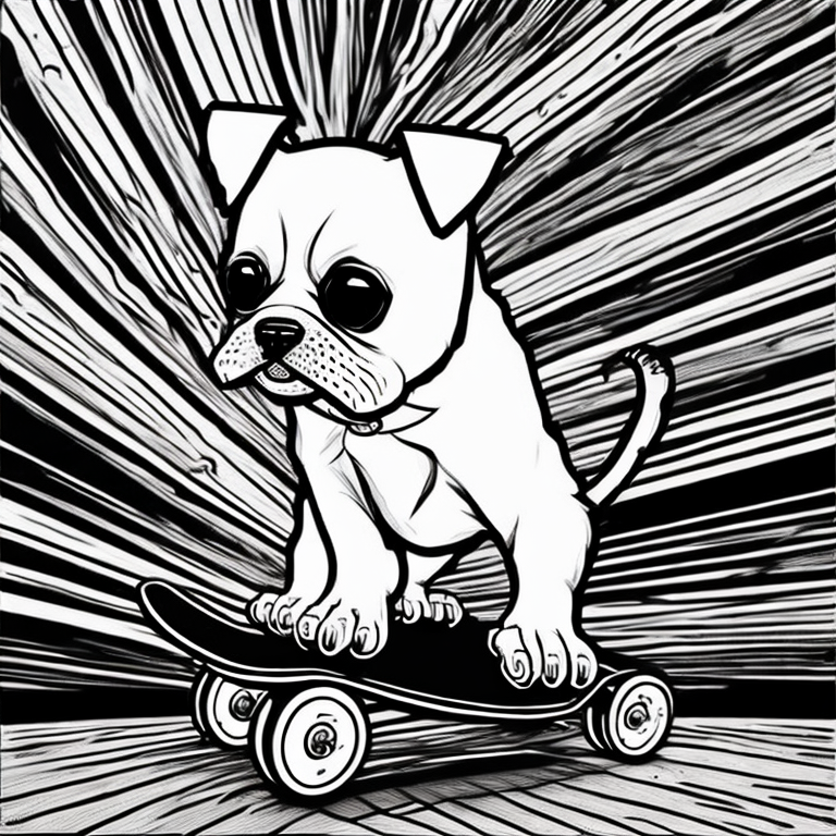 puppy on a skateboard

