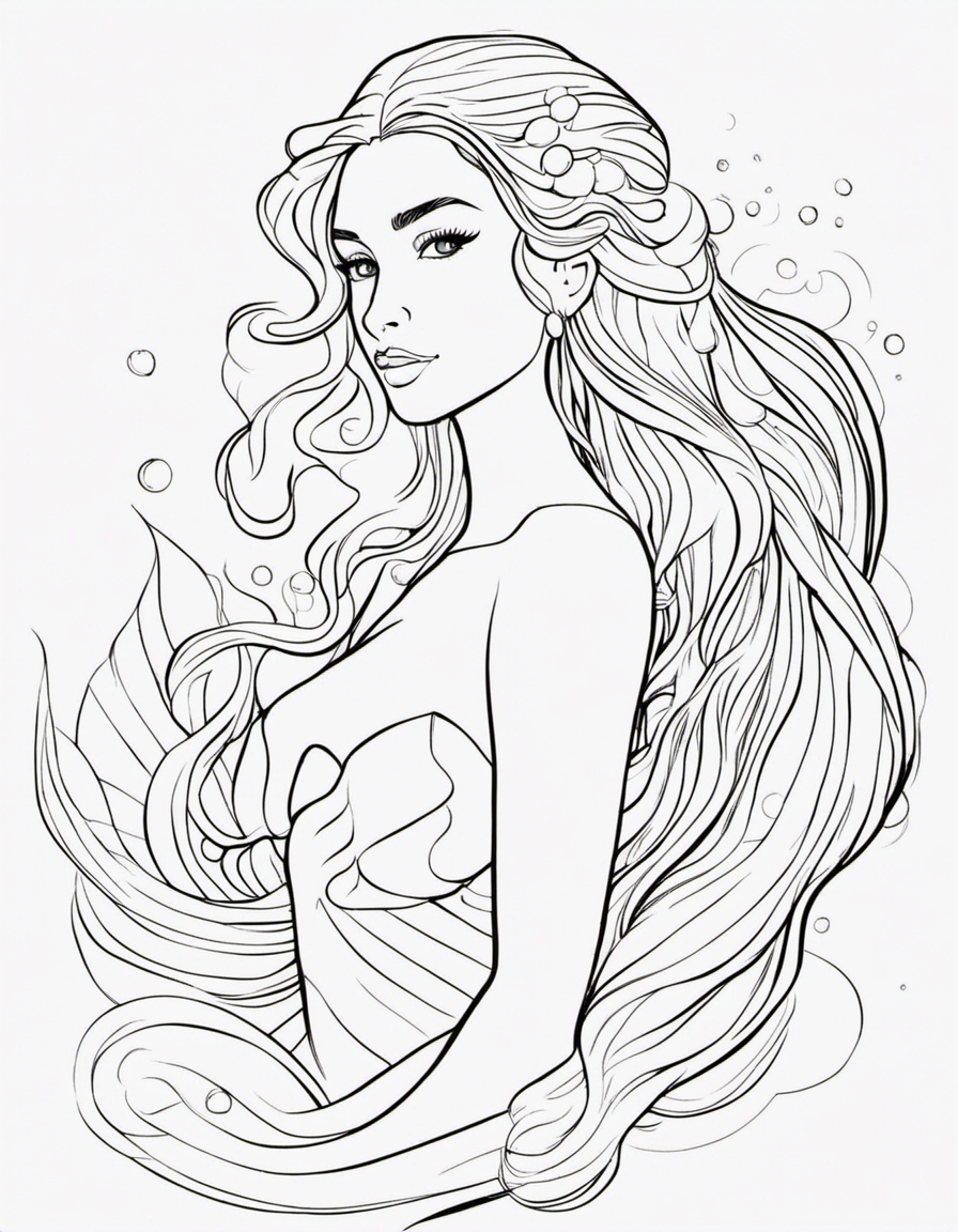 cartoon mermaid coloring page