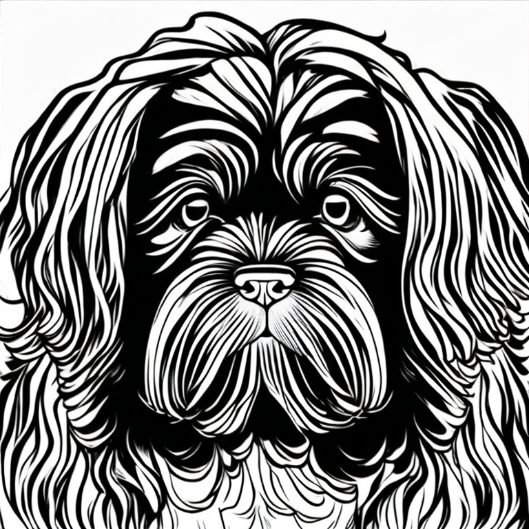 Faça um desenho de um Lhasa Apso brincando para crianças colorir.