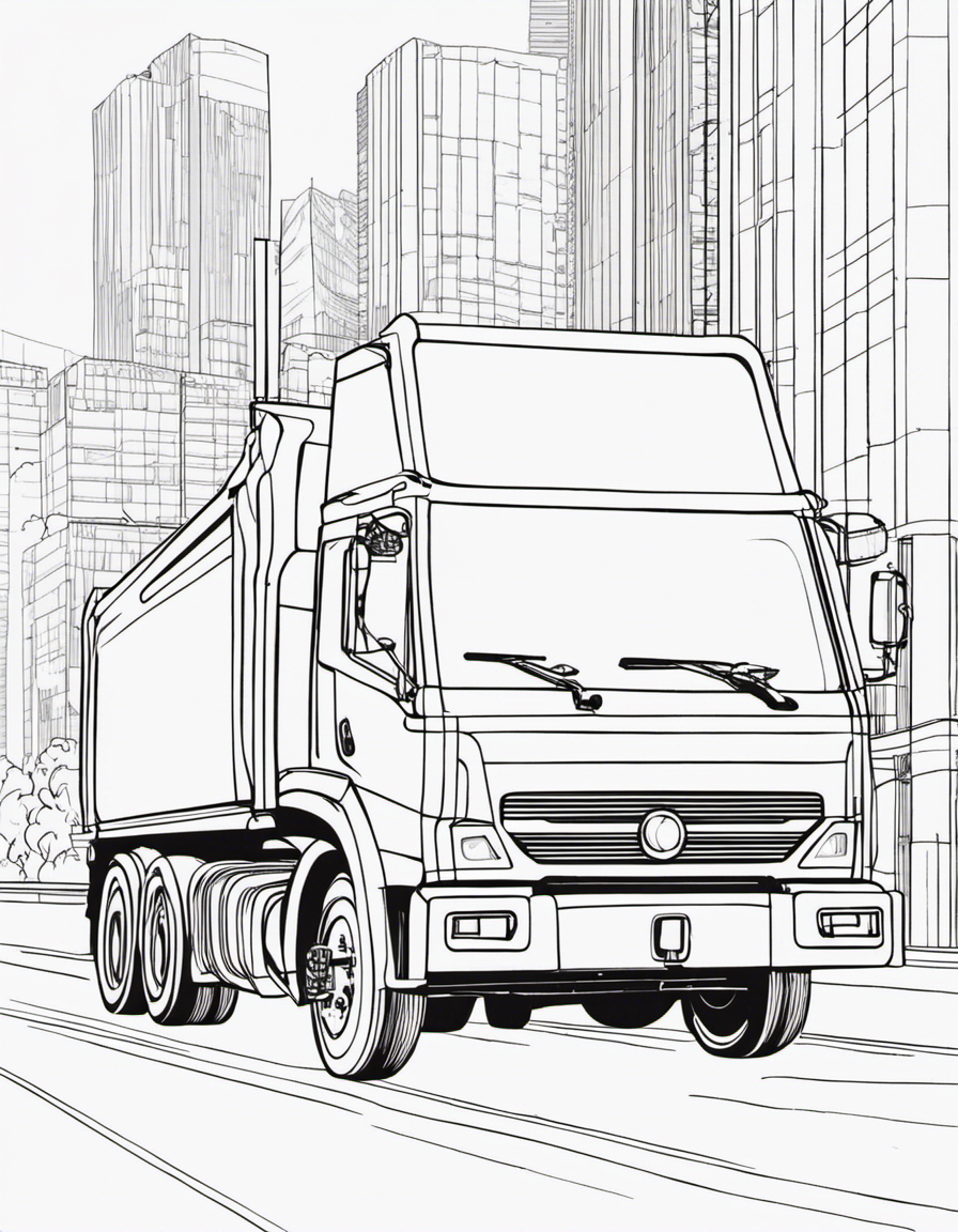 garbage truck for children coloring page