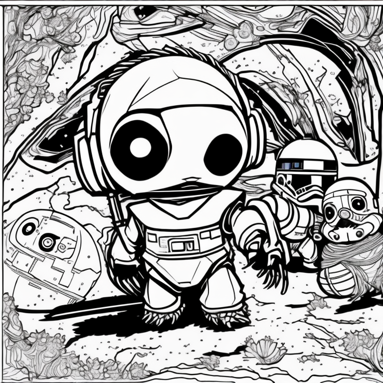 Stitch with star wars cloth  coloring page