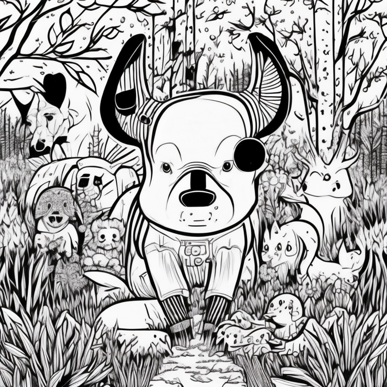 animais profissionais na floresta coloring page