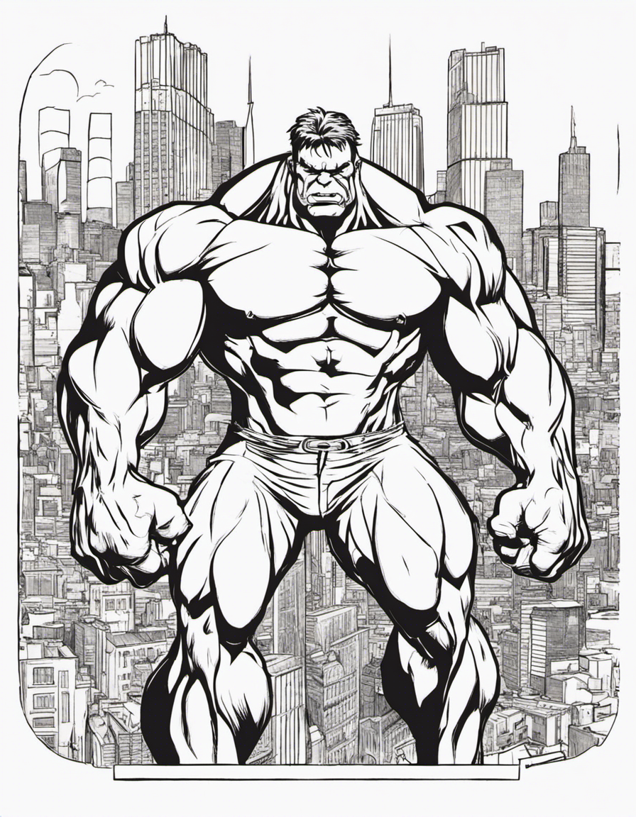 hulk demenageant les locaux d'une chaine de tv d'une ville à l'autre coloring page