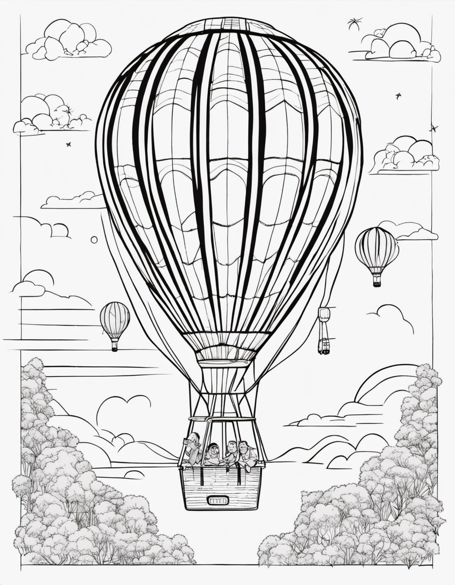 hot air balloon for children coloring page