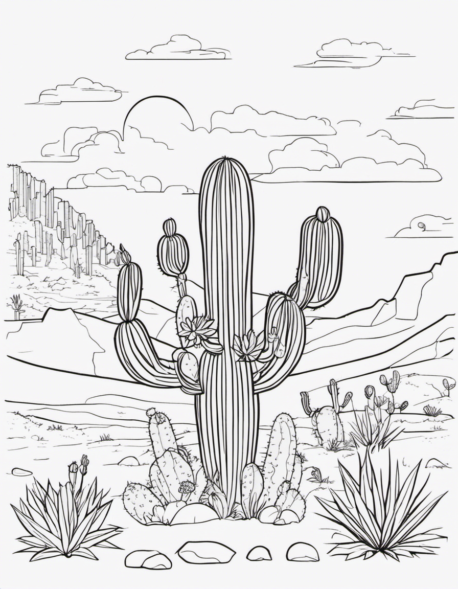 cactus for children coloring page
