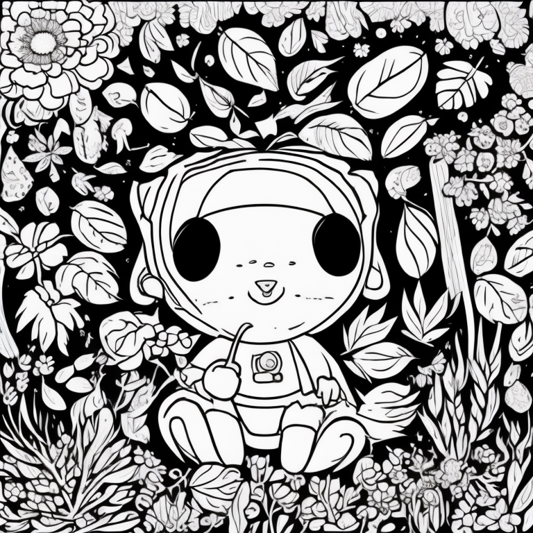 A cute garden coloring page