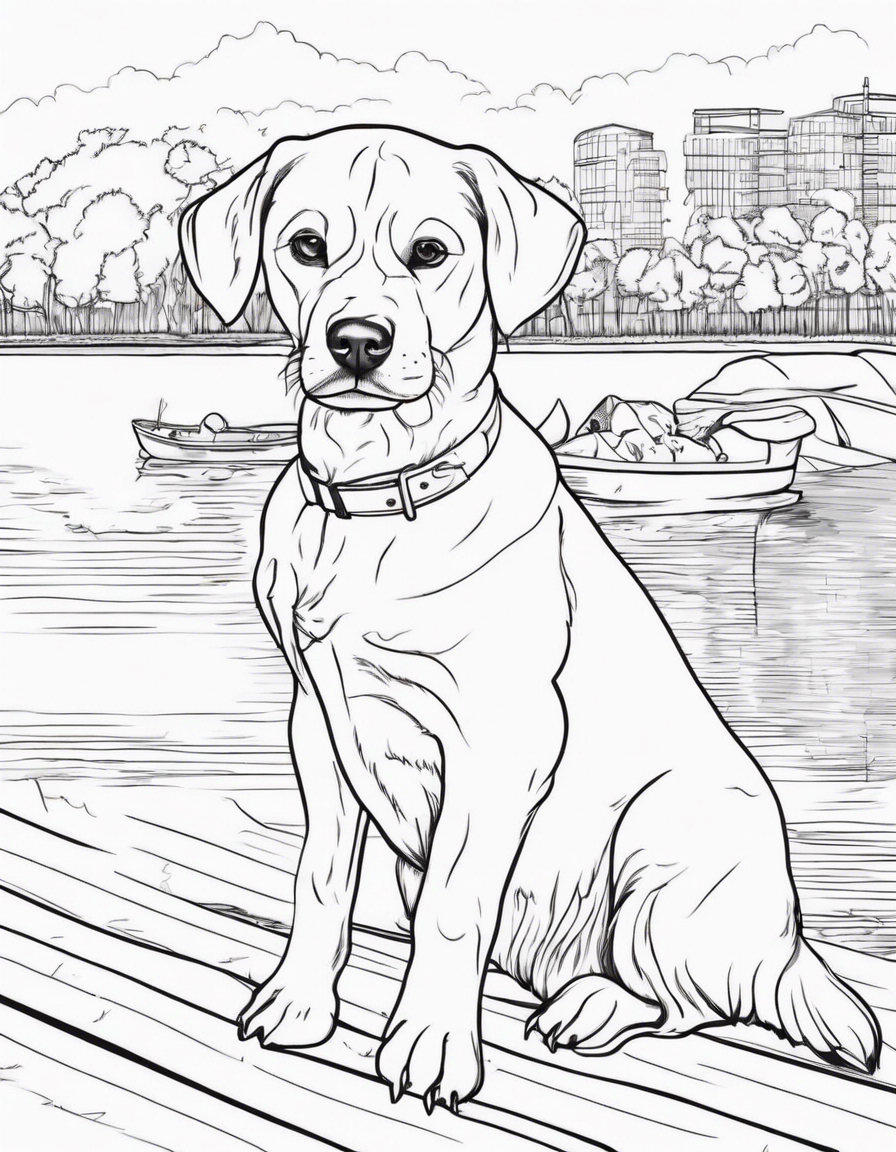 a cute dog york chaising duck near lake coloring page