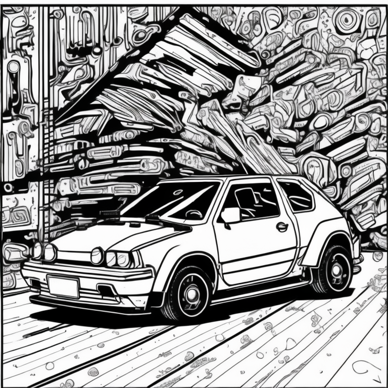 car with few details coloring page