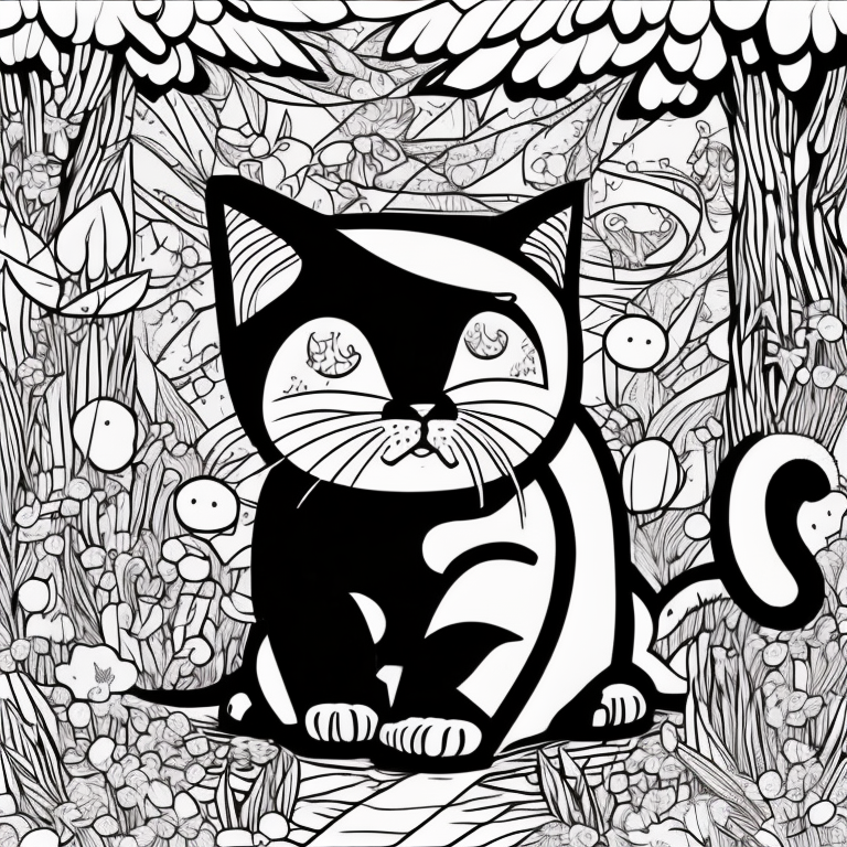 Desenhe uma imagem em preto e branco para colorir, mostrando o gato em um parapeito de uma janela em ruínas, olhando para dentro de uma casa abandonada. A imagem deve ser em estilo realista, sem sombras nem cores coloring page