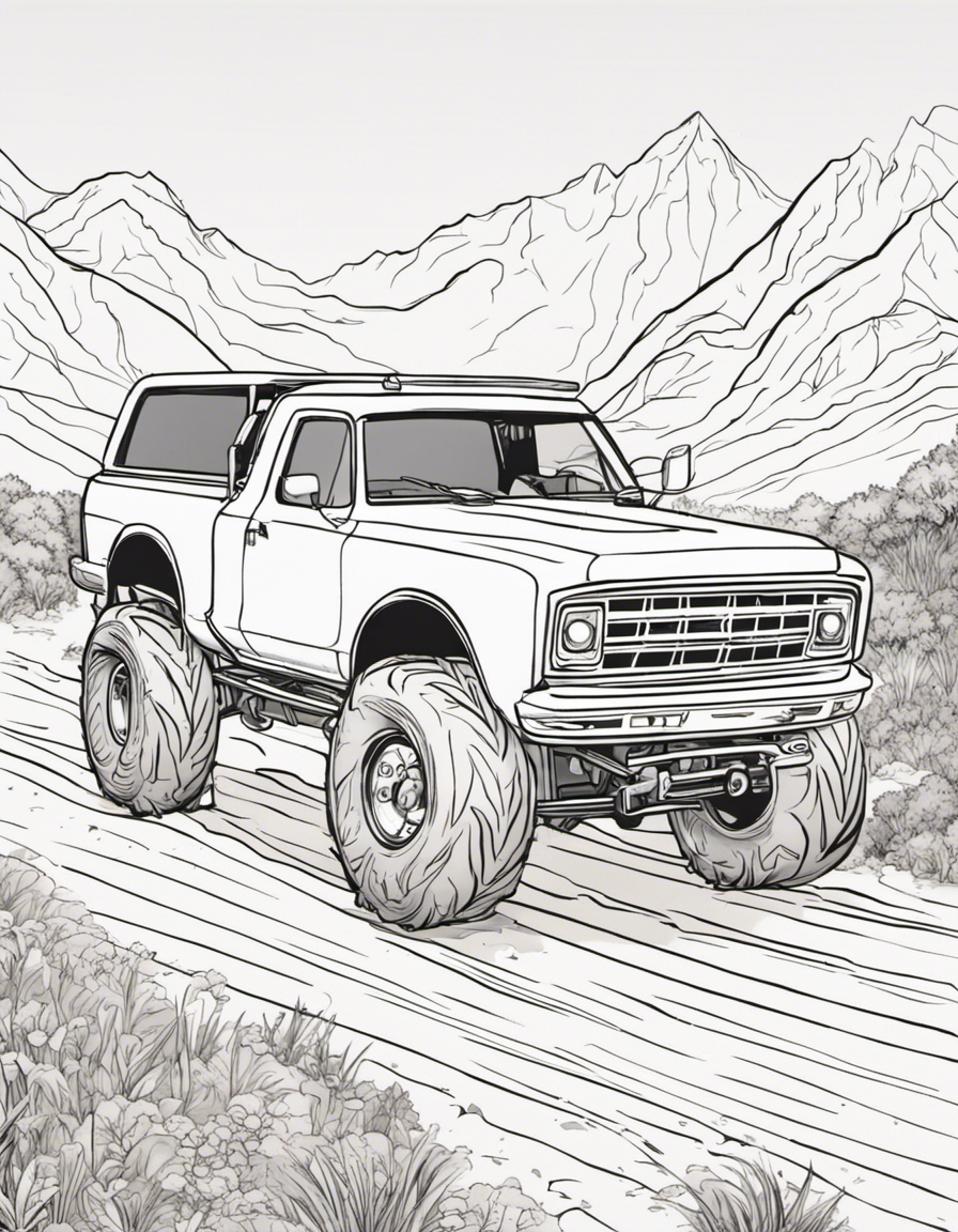realistic monster truck coloring page