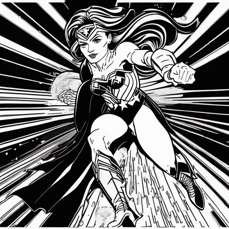 marie curie dressed as wonder woman flying coloring page