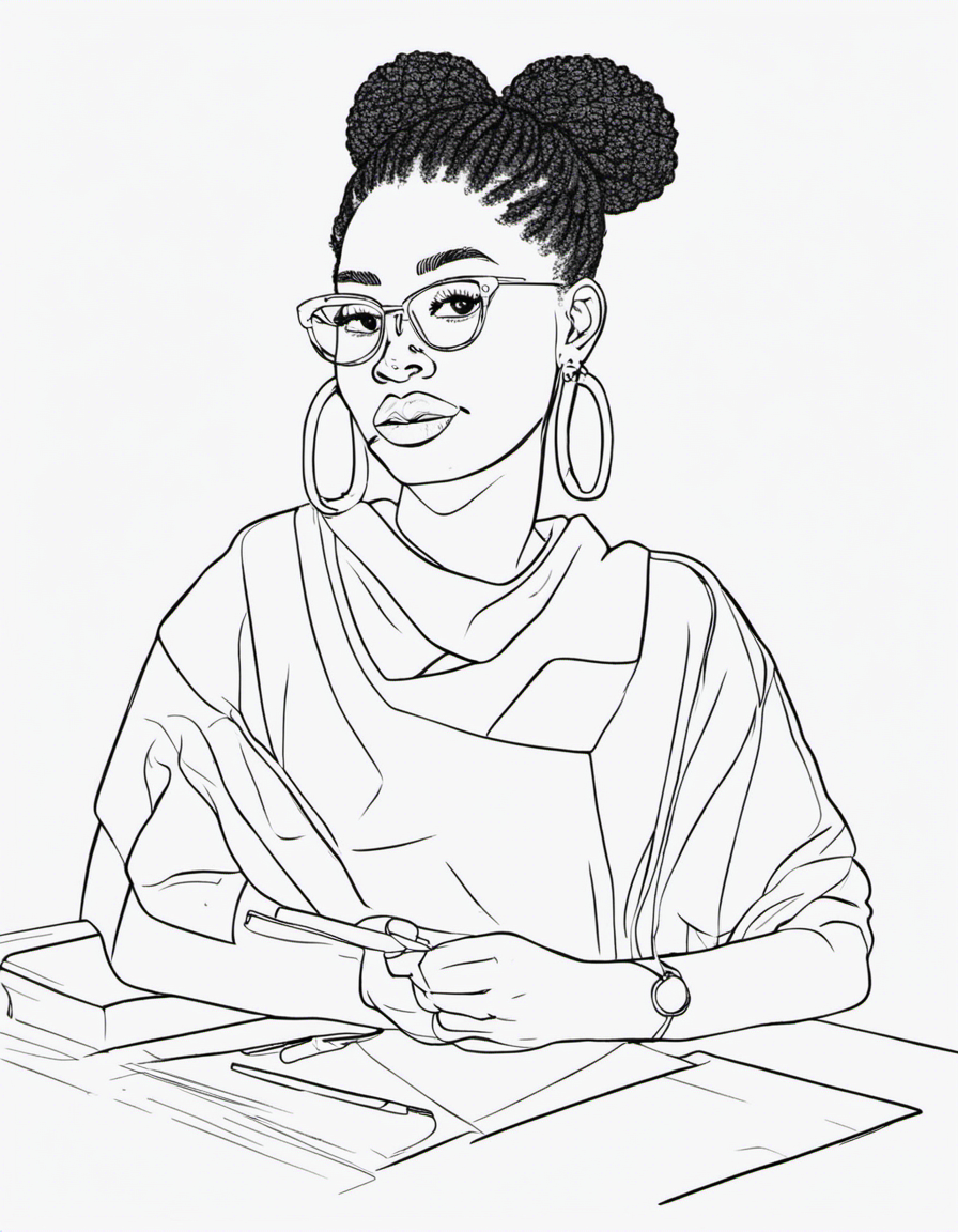 black girl for children coloring page