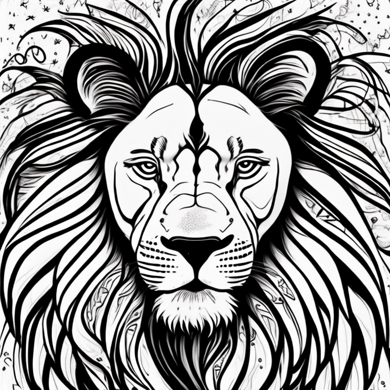 Lion Color page for adults, madala,Simplicity and clean lines, Easy to color line art, Simplistic lines,Continuous line drawing, Minimalism , Simplified details Line drawing style, Minimalist aesthetic, white background , trending on artstation, sharp focus, studio photo, intricate details, highly detailed, by greg rutkowski coloring page