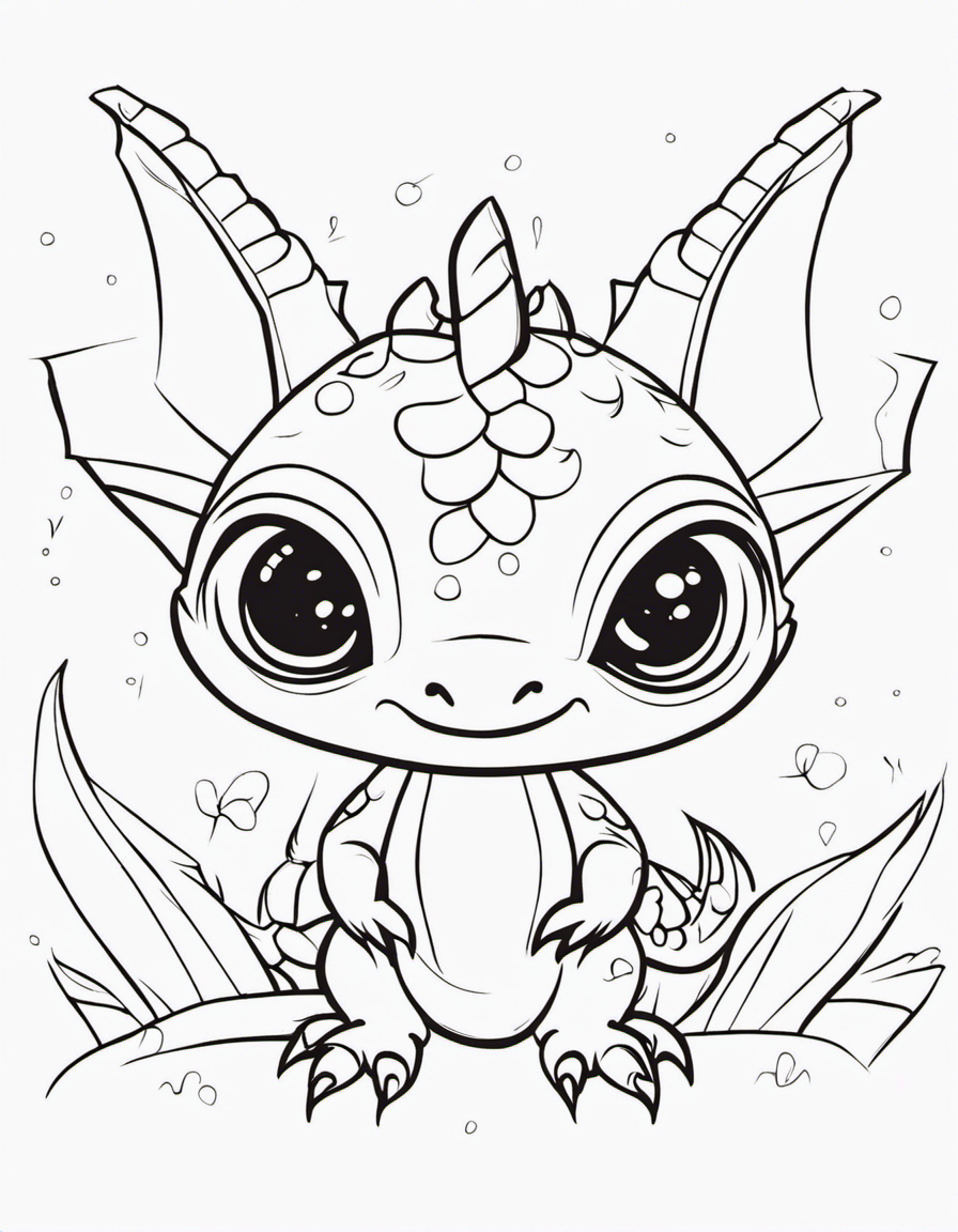 Adorable baby dragon  coloring page