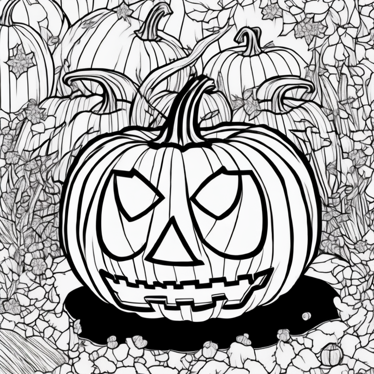 halloween pumpkin,coloring book page,simple and light line art