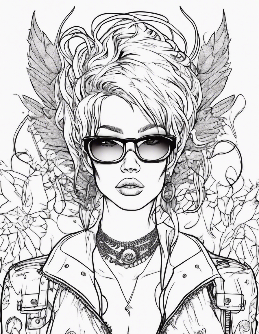 punk fairy trendy coloring page