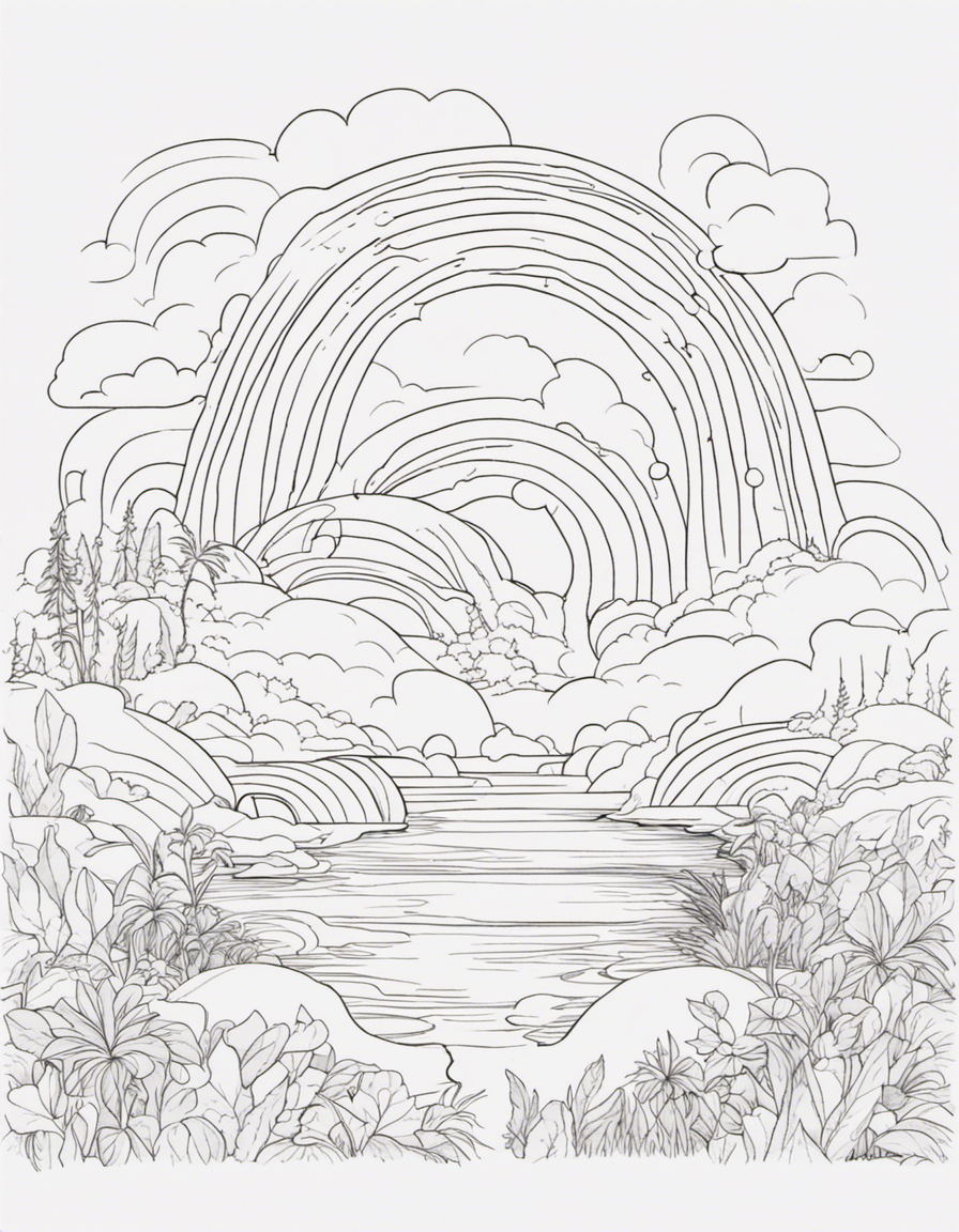 realistic rainbow coloring page