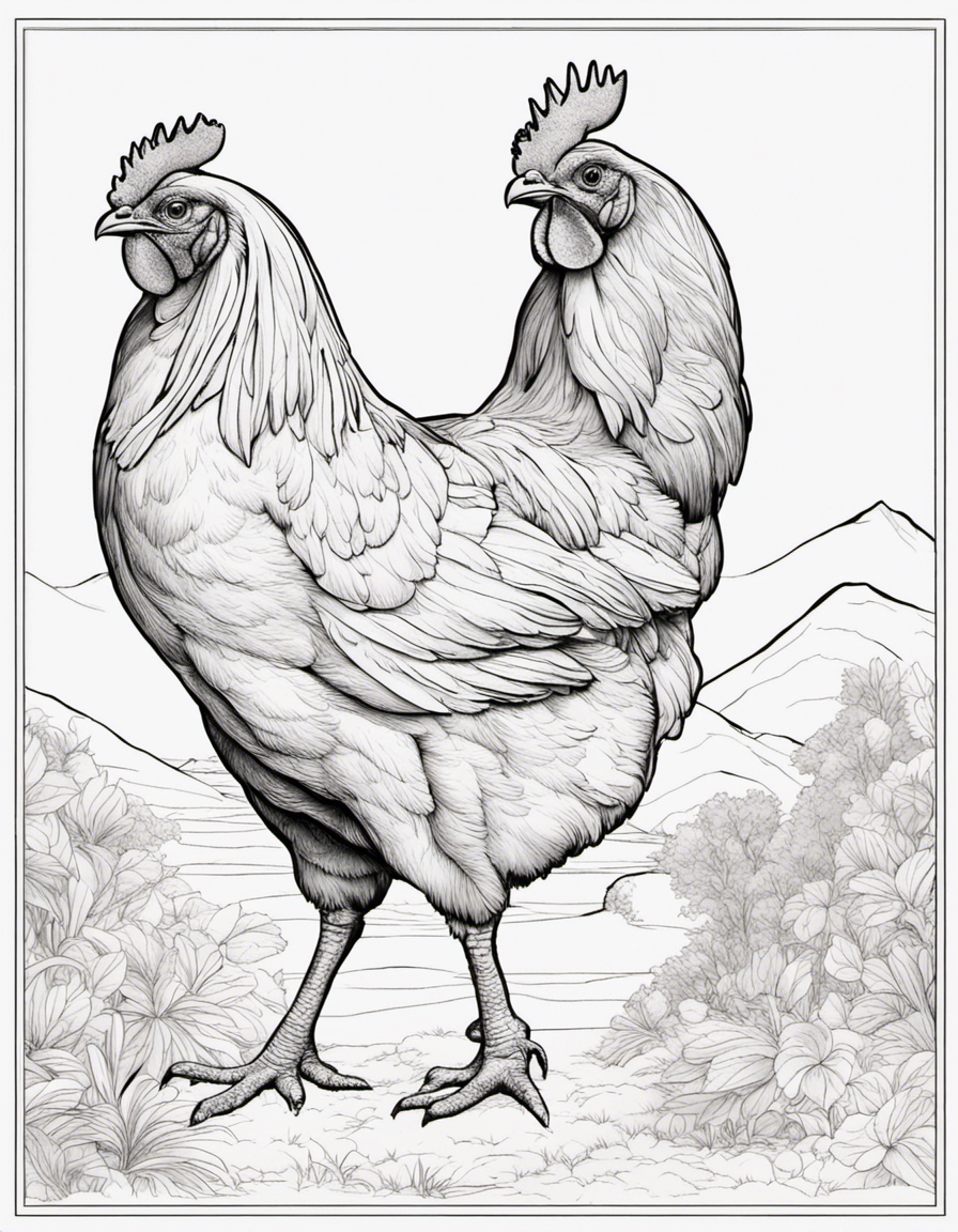 realistic chicken coloring page