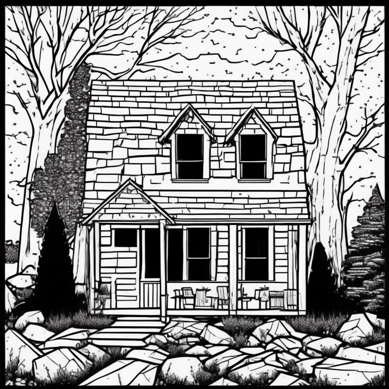 Stone house at Brewster Place in Topeka Kansas
 coloring page