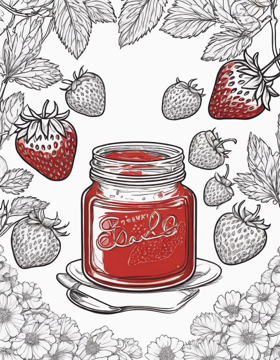 strawberry jam coloring page