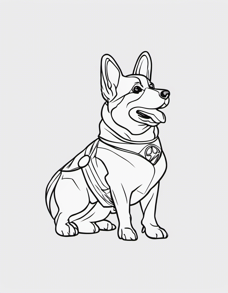 Corgi superhero coloring page