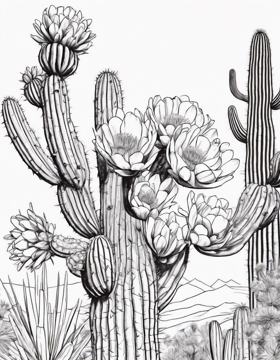 Saguaro Cactus Blossom coloring page