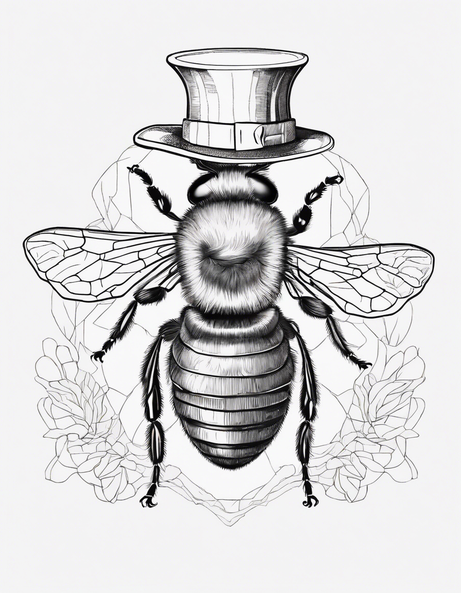 Bee wearing a tophat coloring page