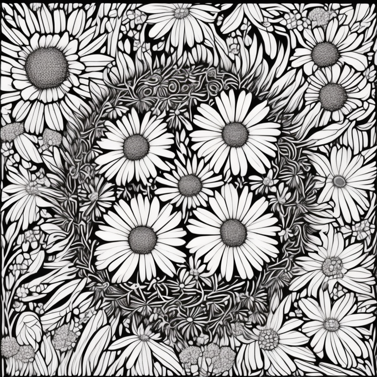 daisy wreath coloring page