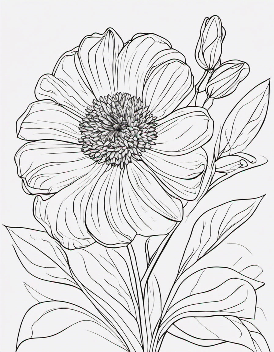 realistic flower coloring page