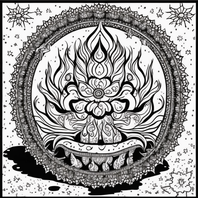 Create a illustration showing Diwali festival coloring page