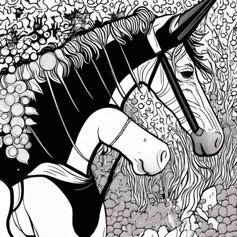 girl with unicorns coloring page