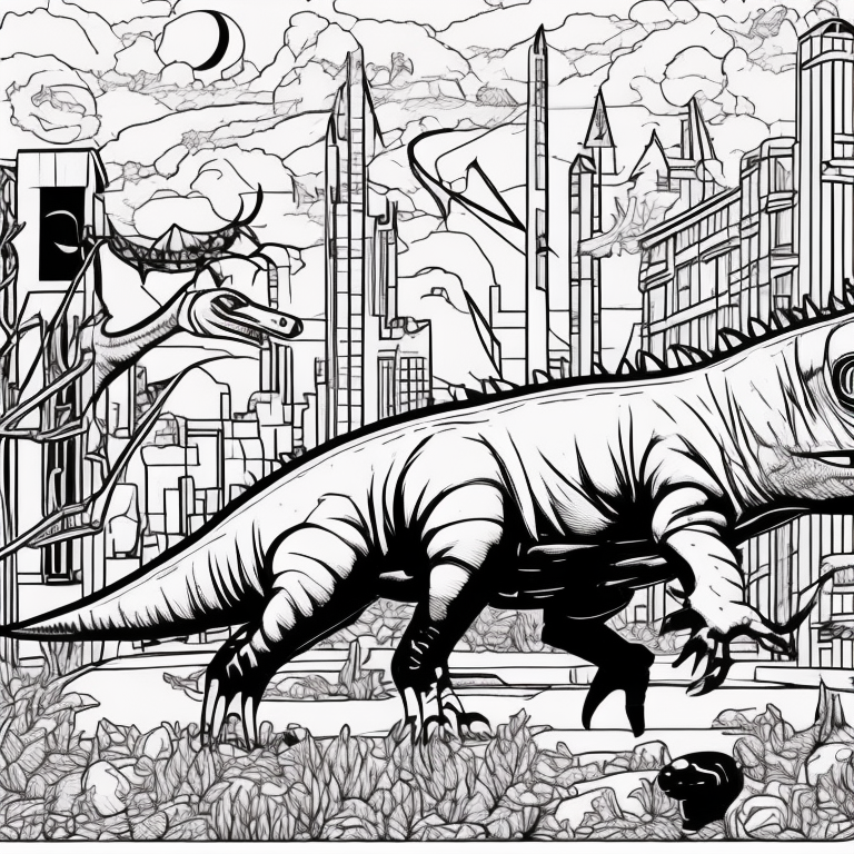 dinosaurs in the city