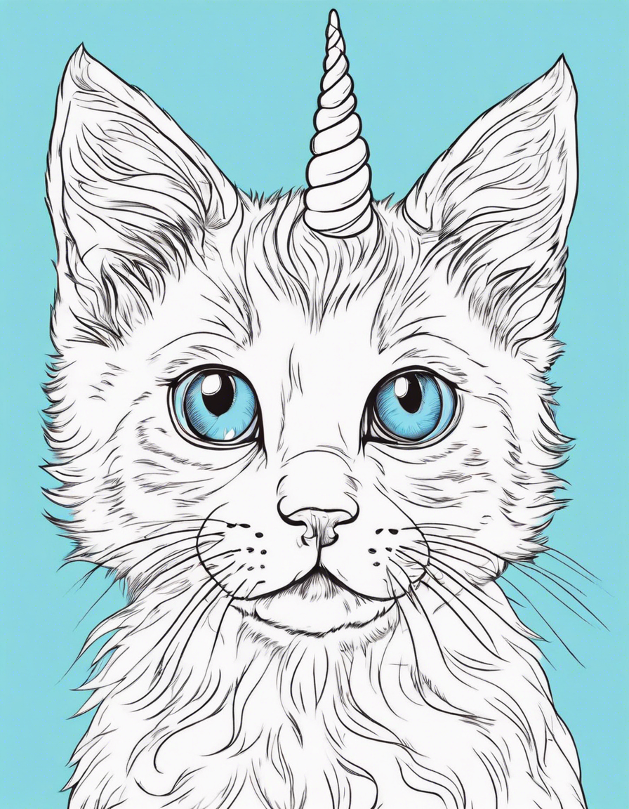 A kitten turning into a unicorn coloring page
