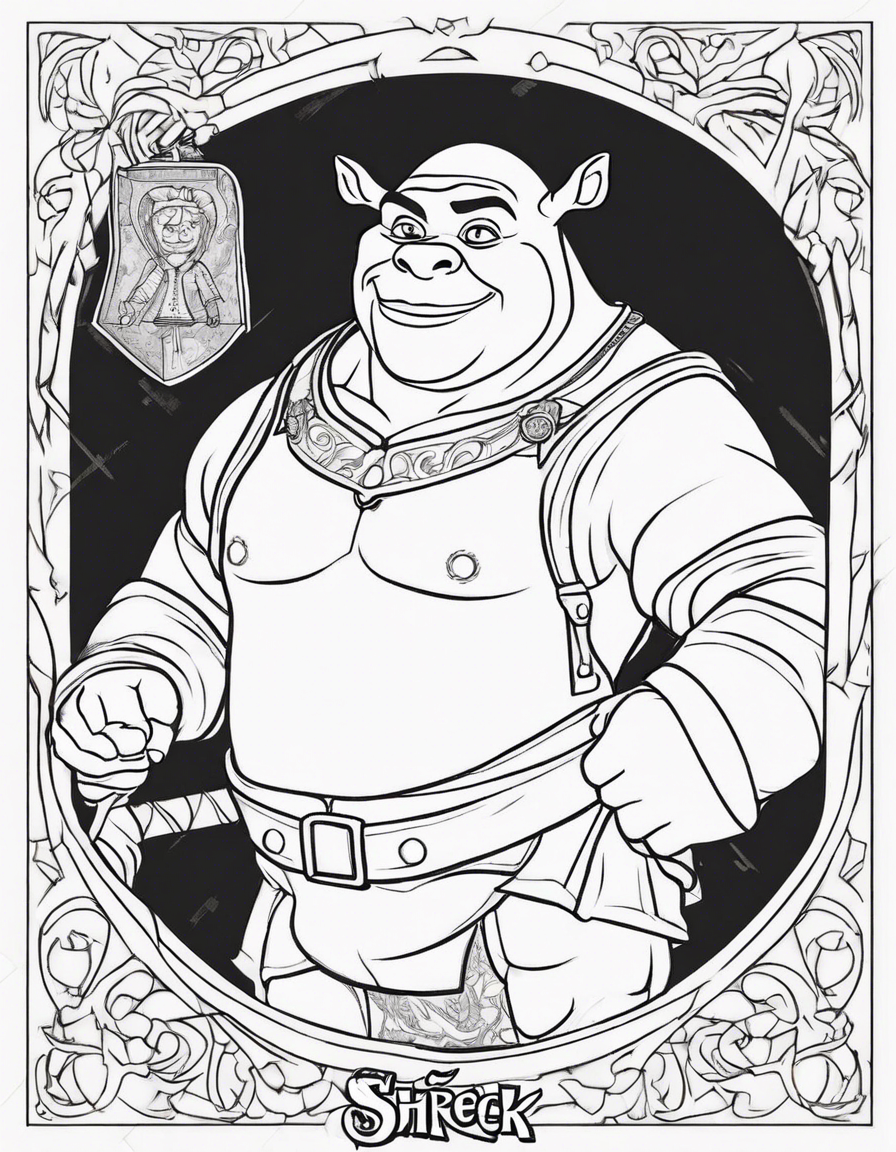 Shrek hunting  coloring page