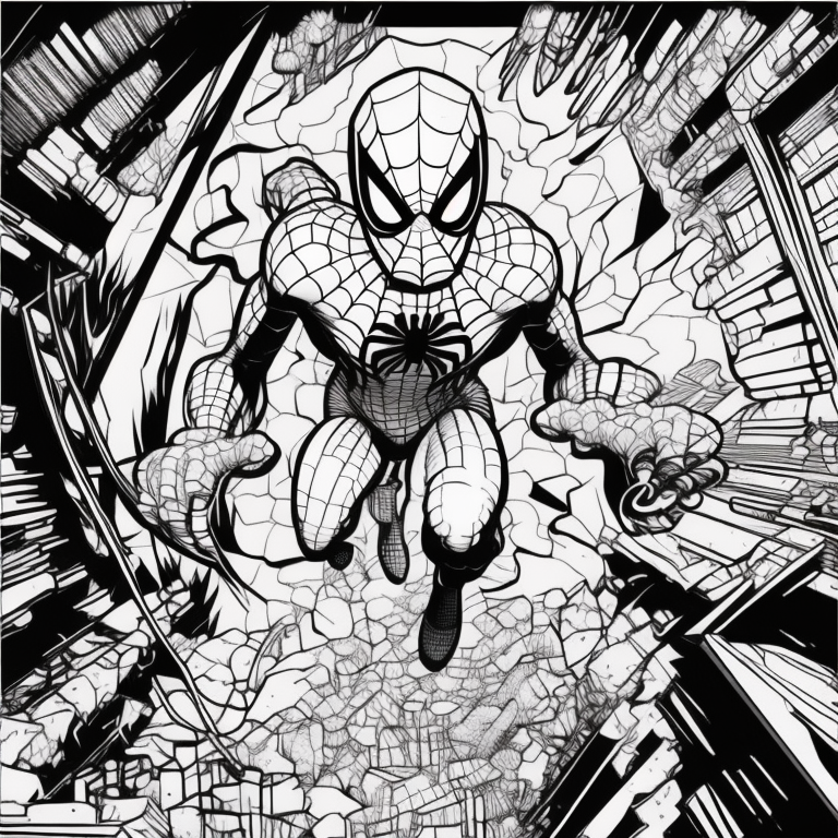 Spiderman house coloring page