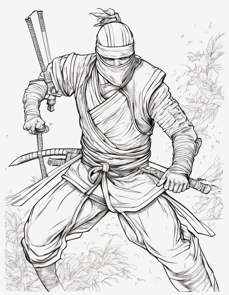 realistic ninja coloring page