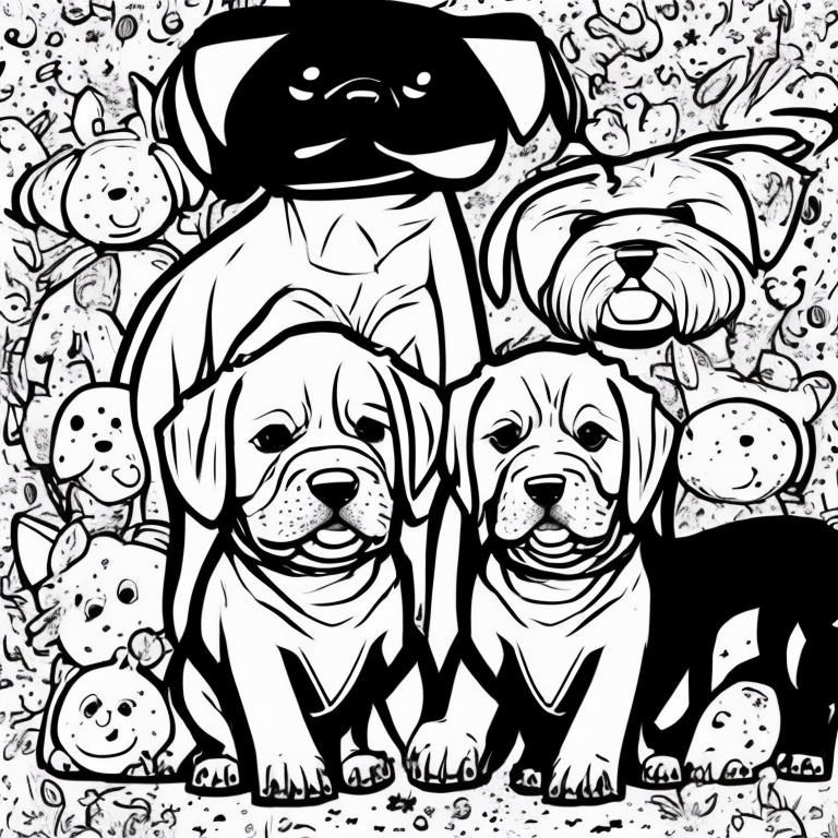 cute dogs coloring page