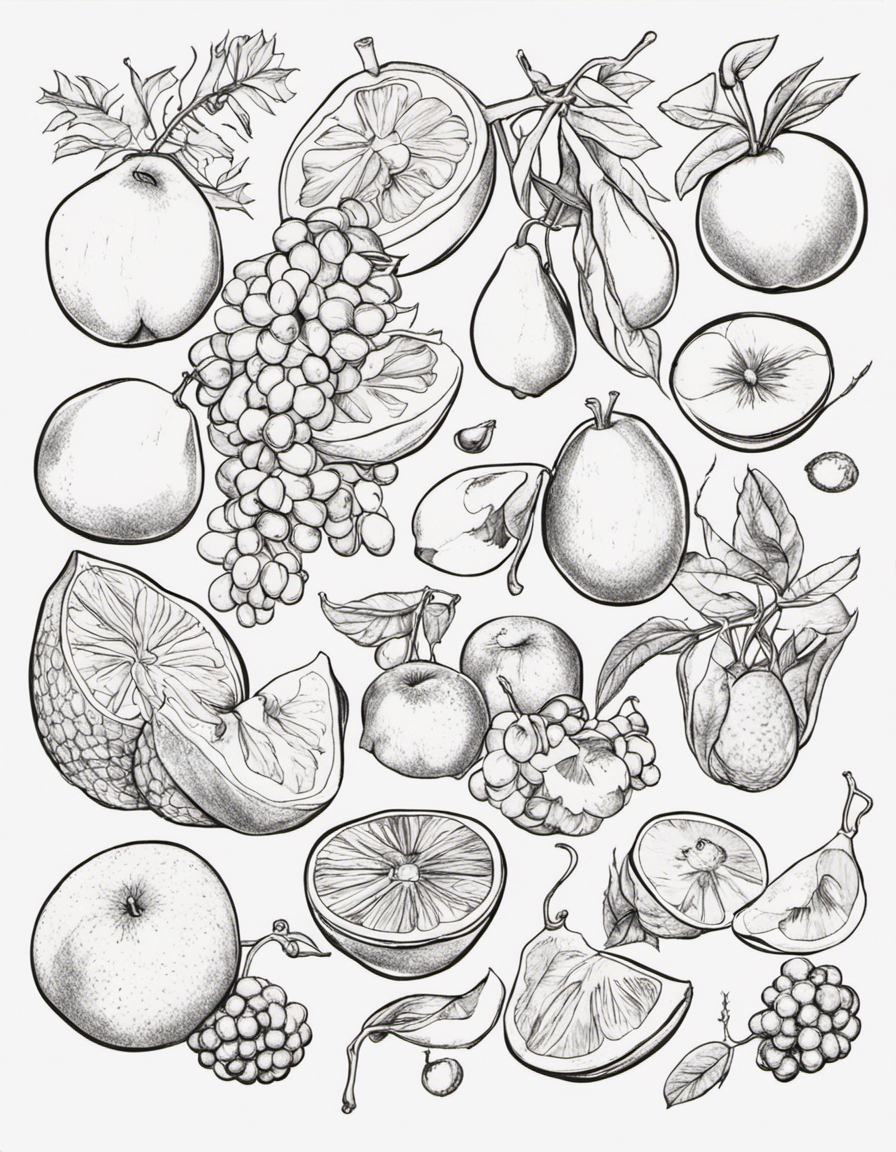 realistic fruit coloring page