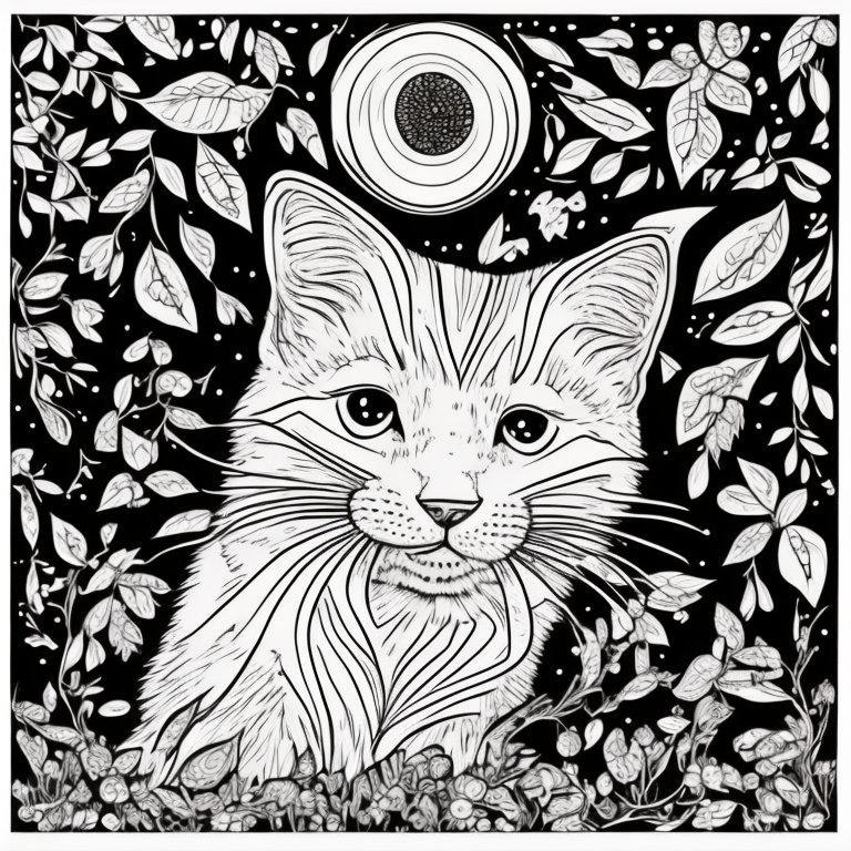 Desenhe um gato em uma janela de uma casa abandonada. A imagem deve ser em estilo realista coloring page