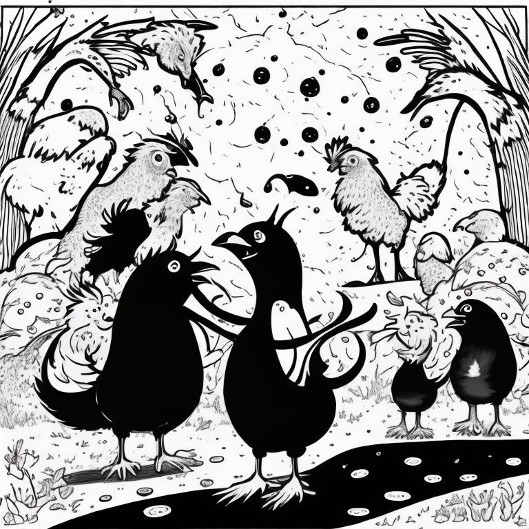 chupacabras dancing with chickens coloring page