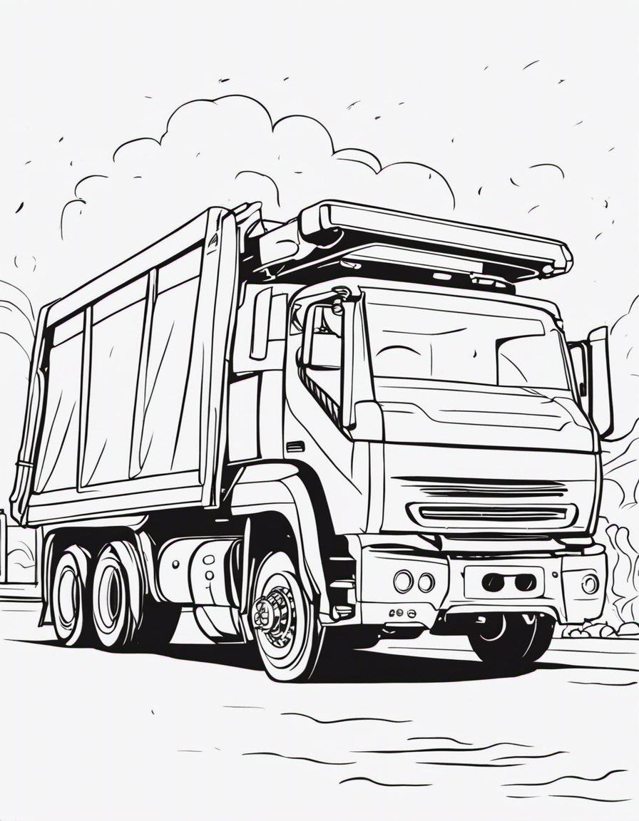 realistic garbage truck coloring page