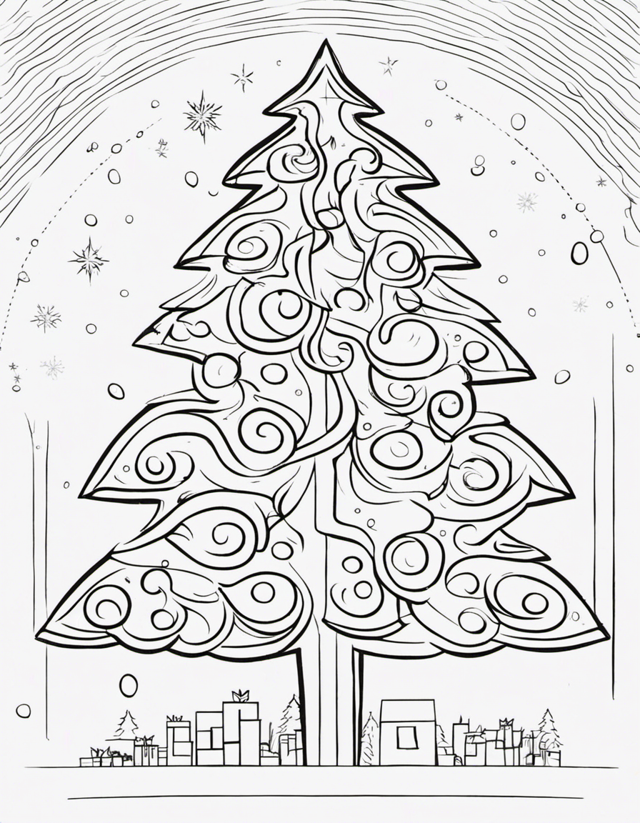 christmas tree for children coloring page