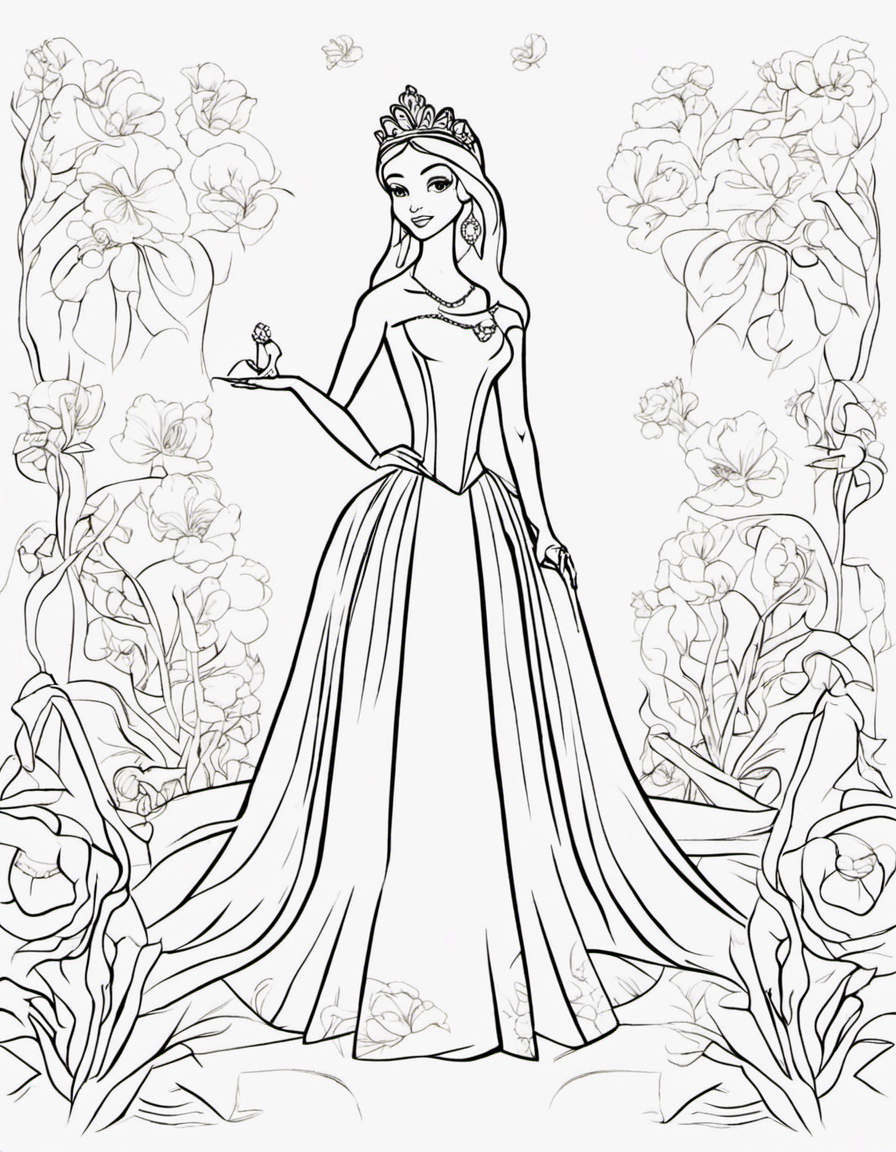 princess and frog for children coloring page