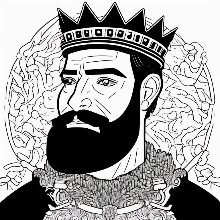 a bearded man with a crown coloring page