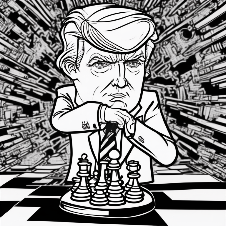 Donald Trump playing four dimensional chess coloring page