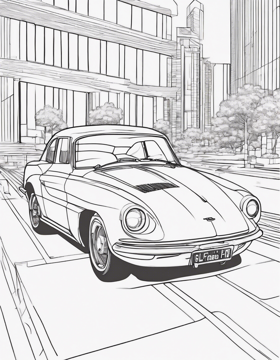 simple car line art outline coloring page coloring page