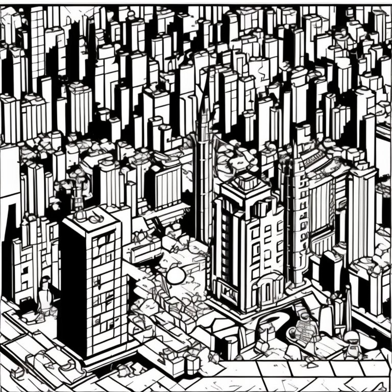 Lego city buildings  coloring page