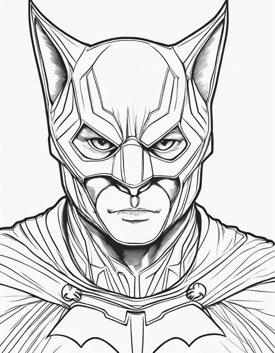 a cat dressed as batman coloring page